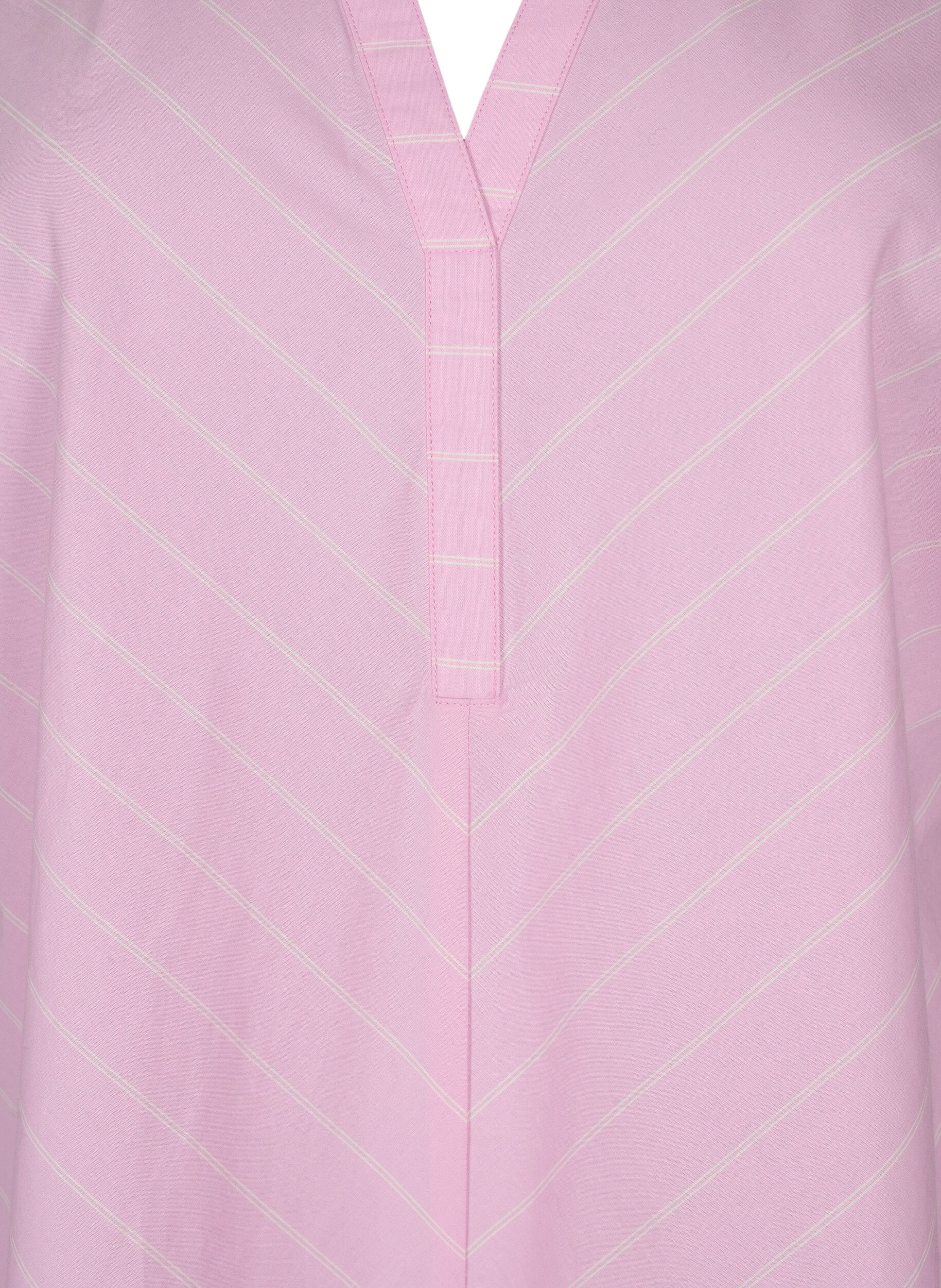 Zizzi Randig kl&auml;nning i ekologisk bomull, Lilac Sachet, Packshot image number 2