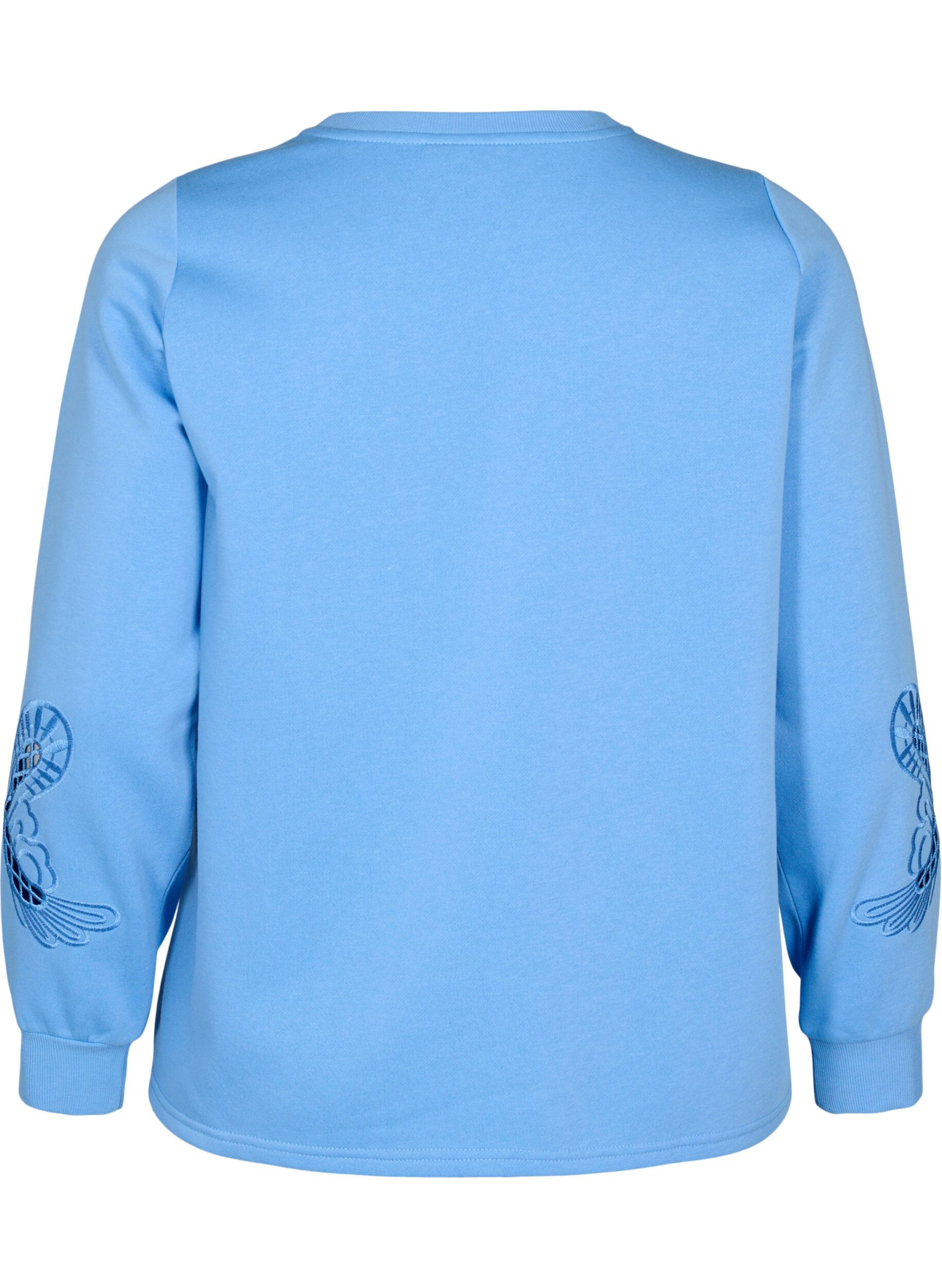 Zizzi Sweatshirt med broderade utsk&auml;rningar, Della Robbia Blue, Packshot image number 1
