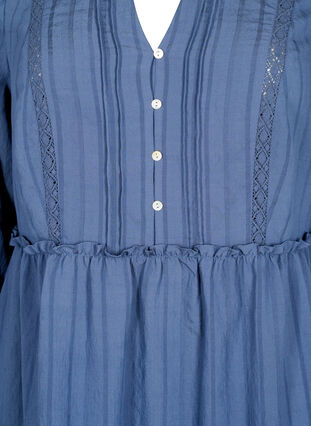 Randig klänning i viskos med spets och 3/4-ärmar, Vintage Indigo, Packshot image number 2