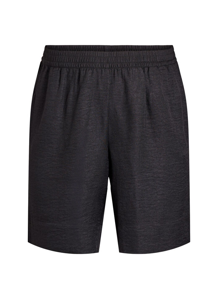 Shorts med fickor och hög midja, Svart, Packshot image number 0