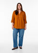 Blus i bomullsmuslin med broderie anglaise, Orange, Model image number 1