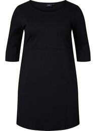 Enfärgad klänning med 3/4-ärmar och slits, Black
