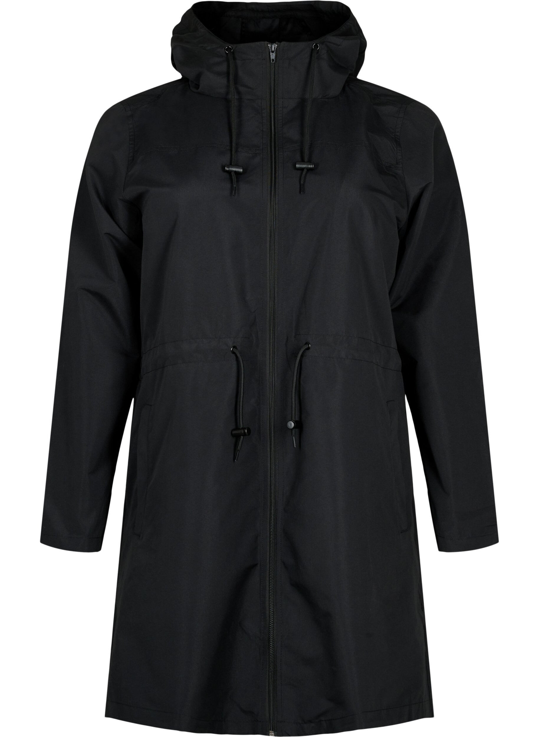 Zizzi FLASH - Vattenavvisande parka med huva, Black, Packshot image number 0