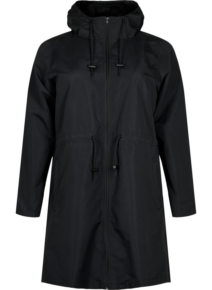 FLASH - Vattenavvisande parka med huva, Black, Packshot image number 0