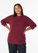 Melerad stickad blus med rund hals, R&ouml;d, Model image number 0