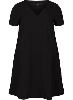 Kortärmad klänning, Black, Packshot image number 0