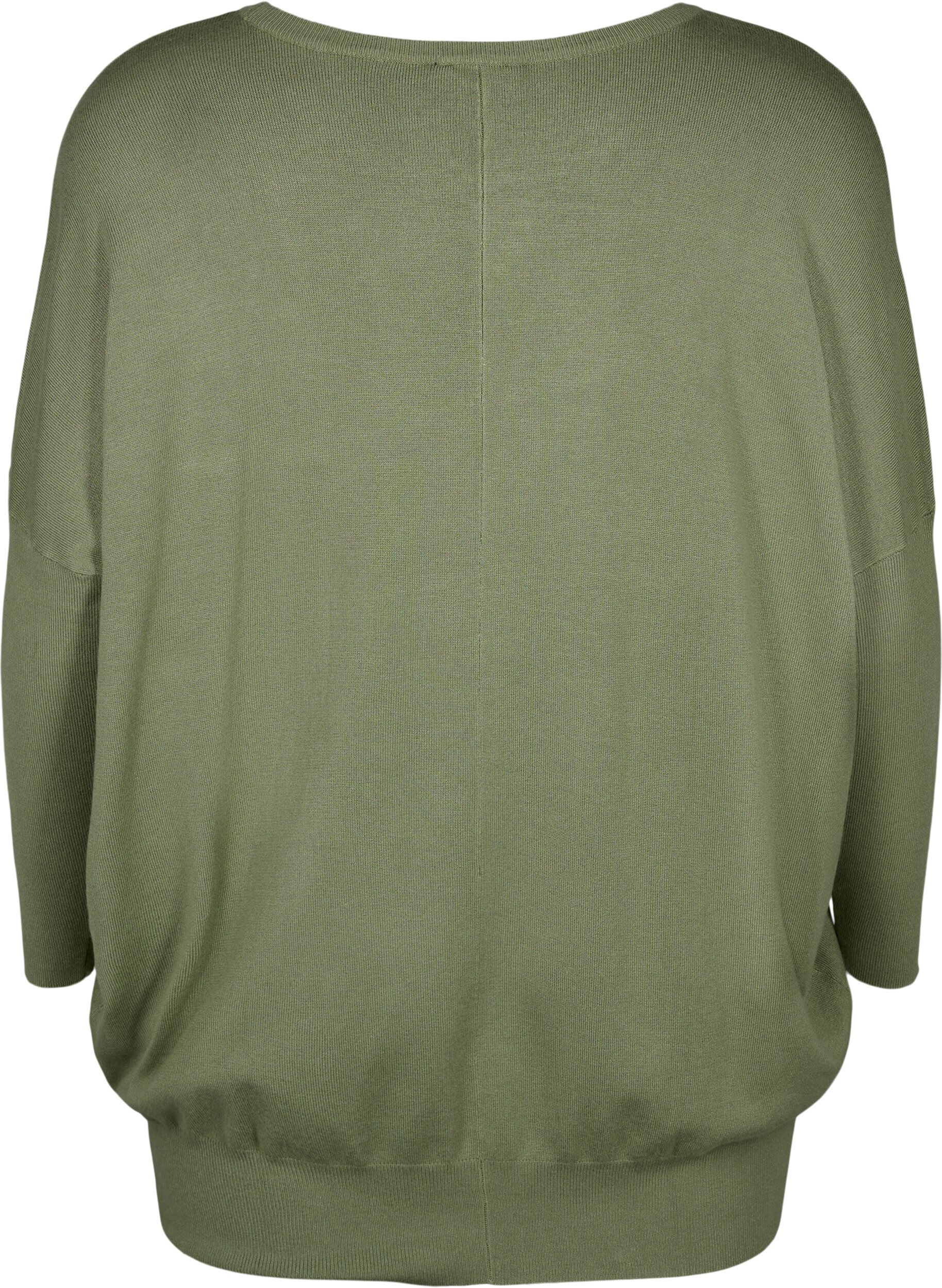 Zizzi Stickad tunika i viskosblandning, Oil Green, Packshot image number 1