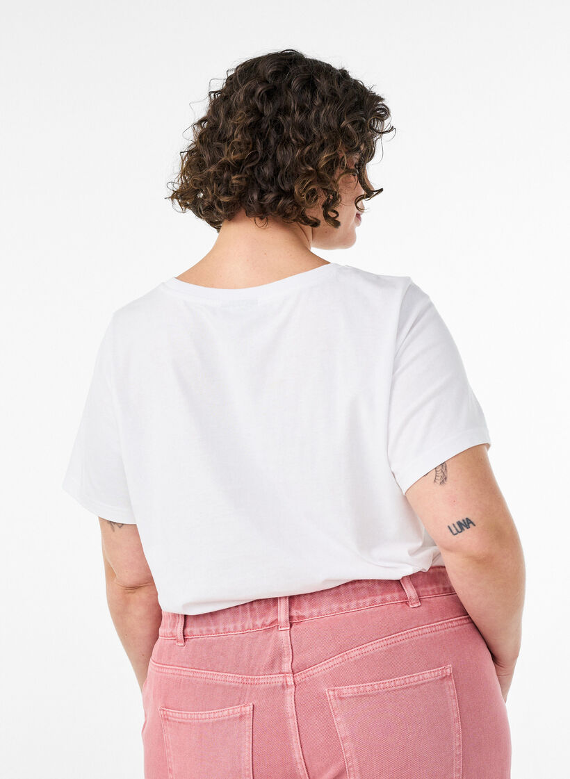 T-shirt i bomull med tryck, Vit, Model image number 2