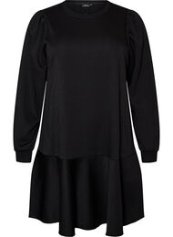 Sweatshirtkl&auml;nning i A-linje med volanglager, Svart