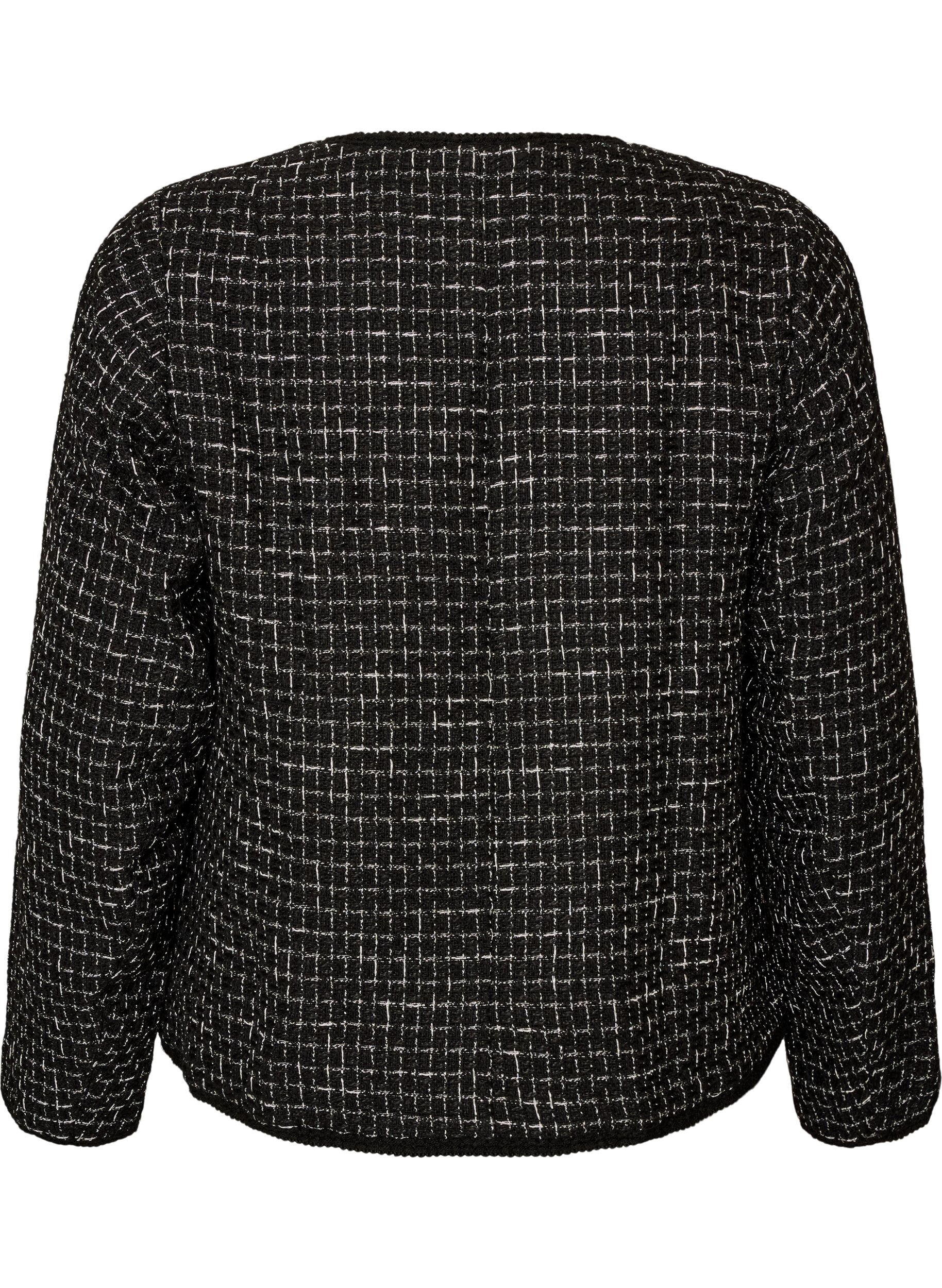 ZizziJacka i boucl&eacute; med guldf&auml;rgade knappar, Svart, Packshot image number 1