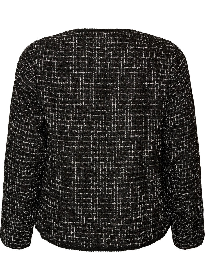 Jacka i boucl&eacute; med guldf&auml;rgade knappar, Svart, Packshot image number 1