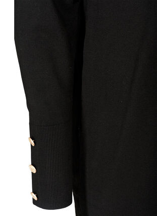 Enfärgad stickad klänning i viskosmix, Black, Packshot image number 3