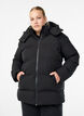Kort pufferjacka med avtagbar huva, Svart, Model image number 0