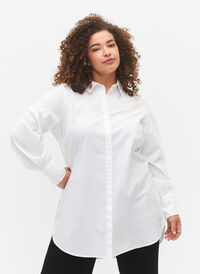 Lång bomullsskjorta, Bright White, Model