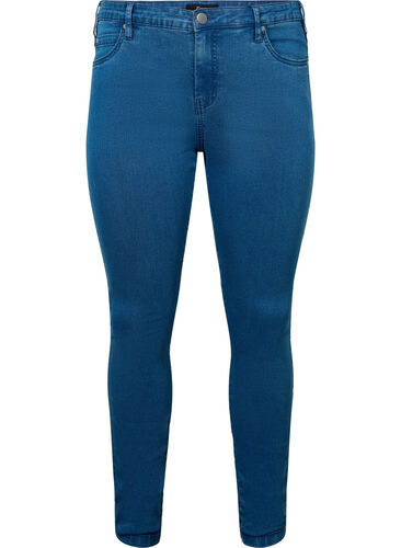 Super slim Amy jeans med hög midja, Mid Blue, Packshot image number 0