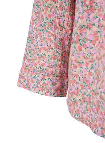 Pyjamasskjorta i bomull med blommönster, Powder Pink, Packshot image number 3