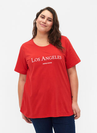 T-shirt från FLASH med tryck, High Risk Red, Model image number 0