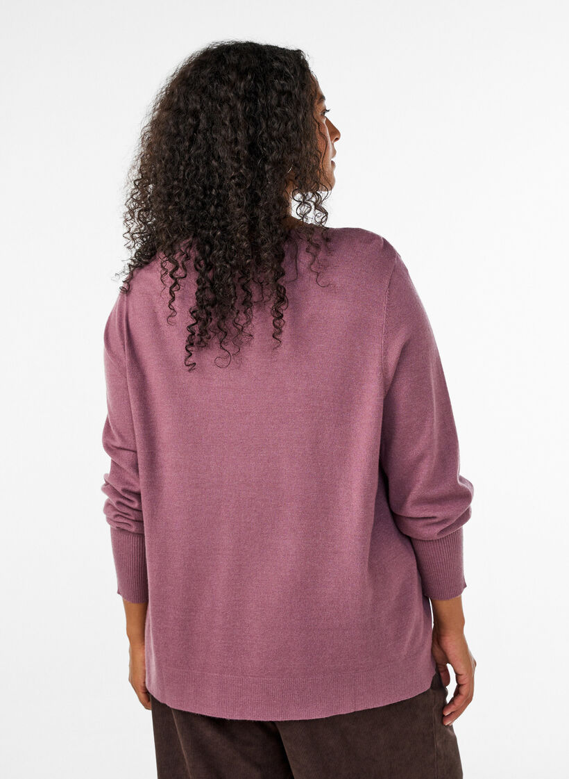 Stickad blus med rund halsringning, Rosa, Model image number 2