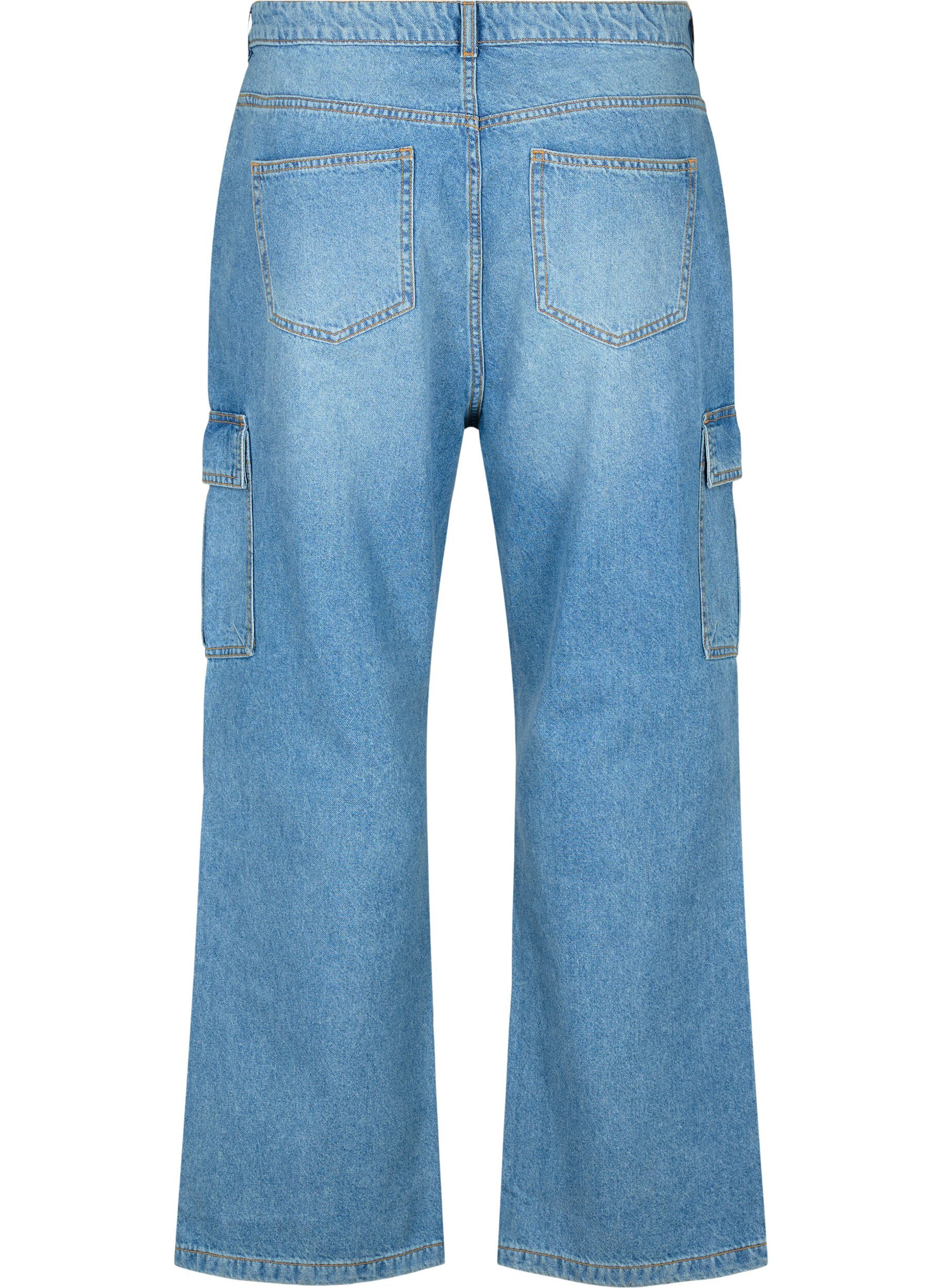 Zizzi L&ouml;st sittande jeans med cargo-fickor, Light blue, Packshot image number 1