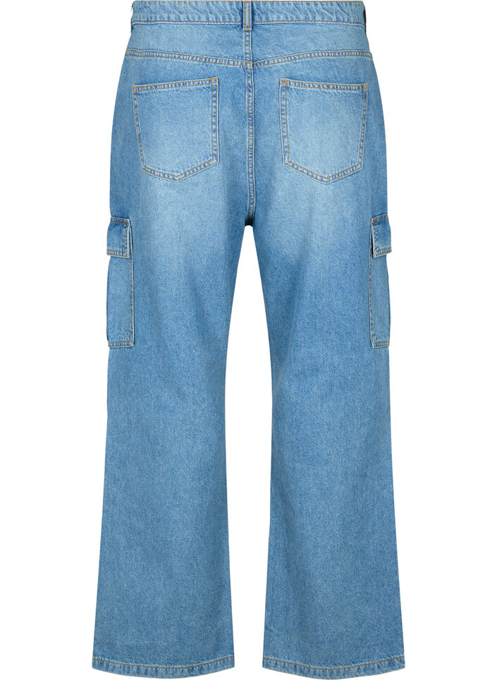 Löst sittande jeans med cargo-fickor, Light blue, Packshot image number 1