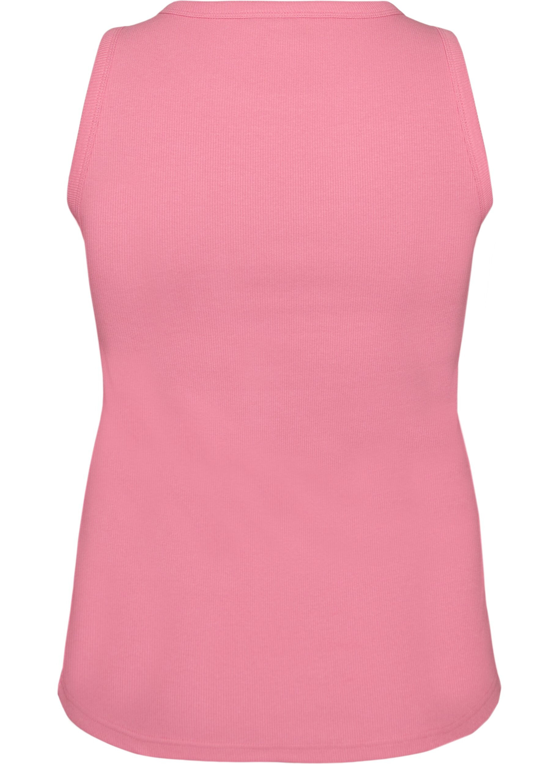 ZizziRibbad topp i bomull med h&ouml;g hals, Rosa, Packshot image number 1