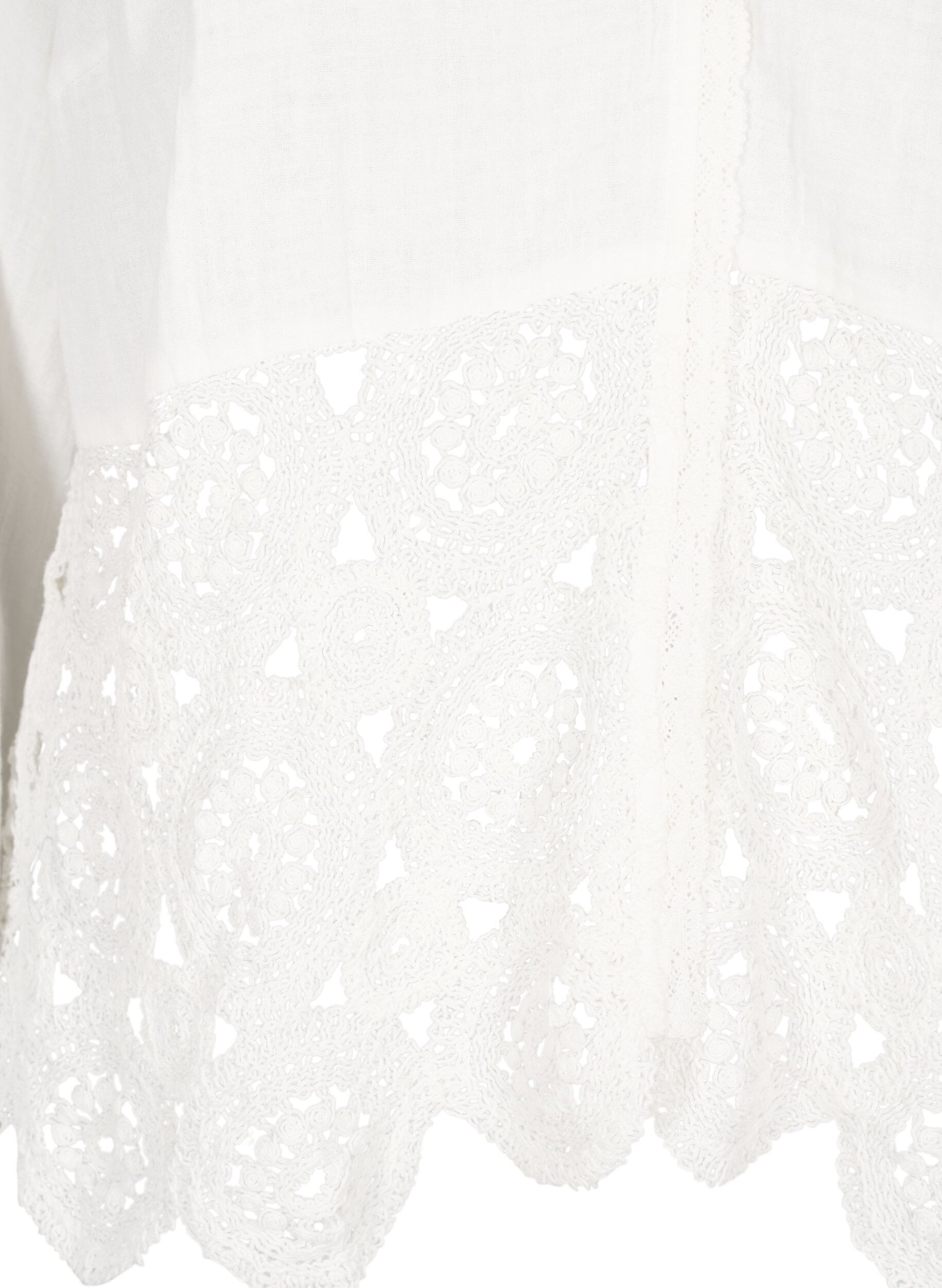Zizzi Blus i muslinbomull med virkade detaljer, Vanilla, Packshot image number 2