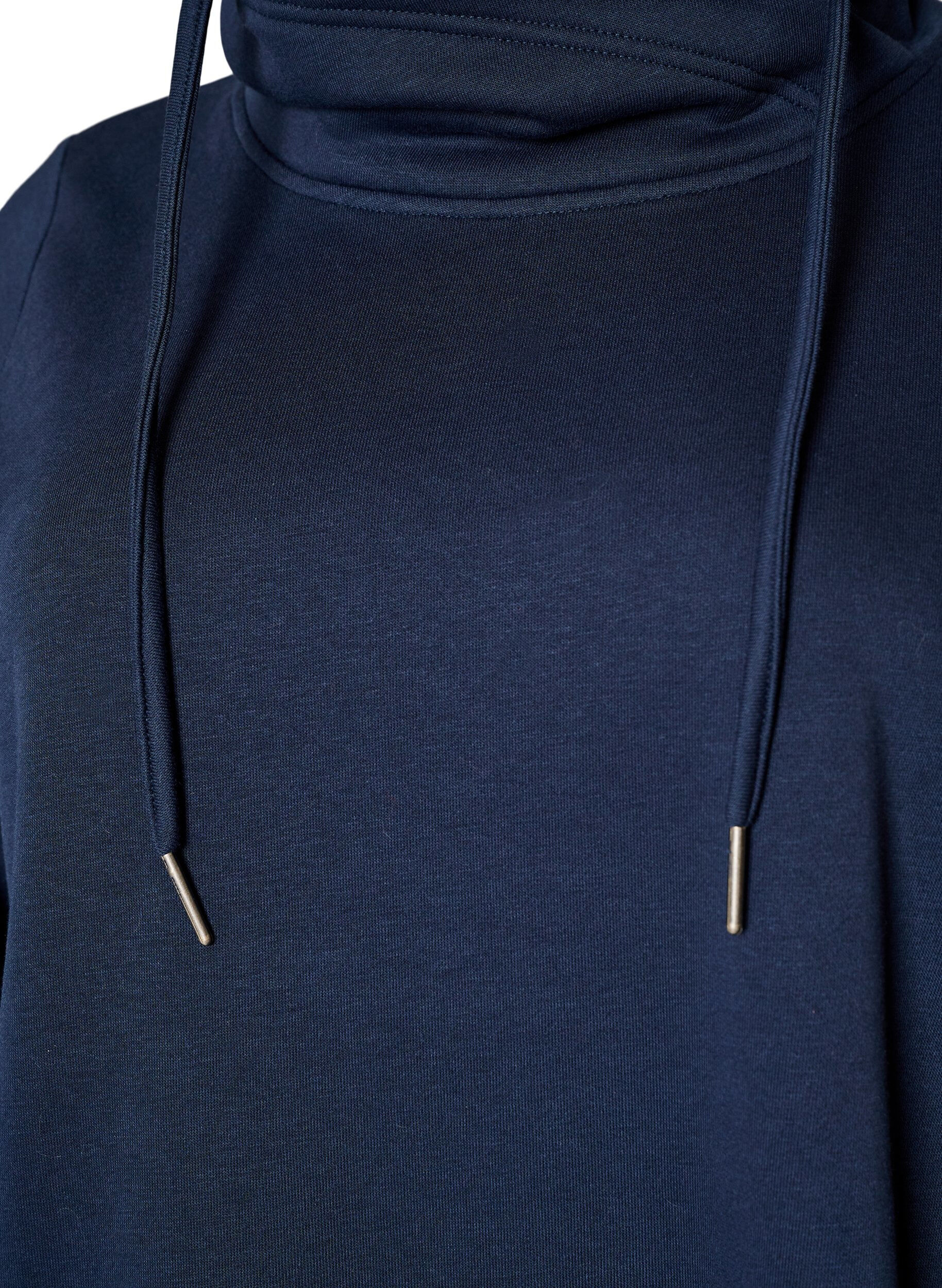 ZizziSweatshirt med h&ouml;g krage och fickor, Bl&aring;, Packshot image number 2