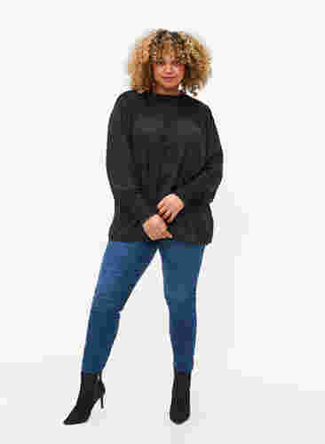 Långärmad blus med smock, Black, Model image number 2