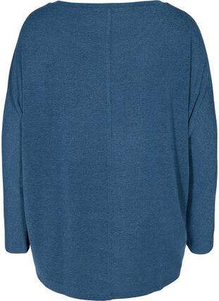 Enfärgad tröja med långa ärmar, Dark Blue, Packshot image number 1