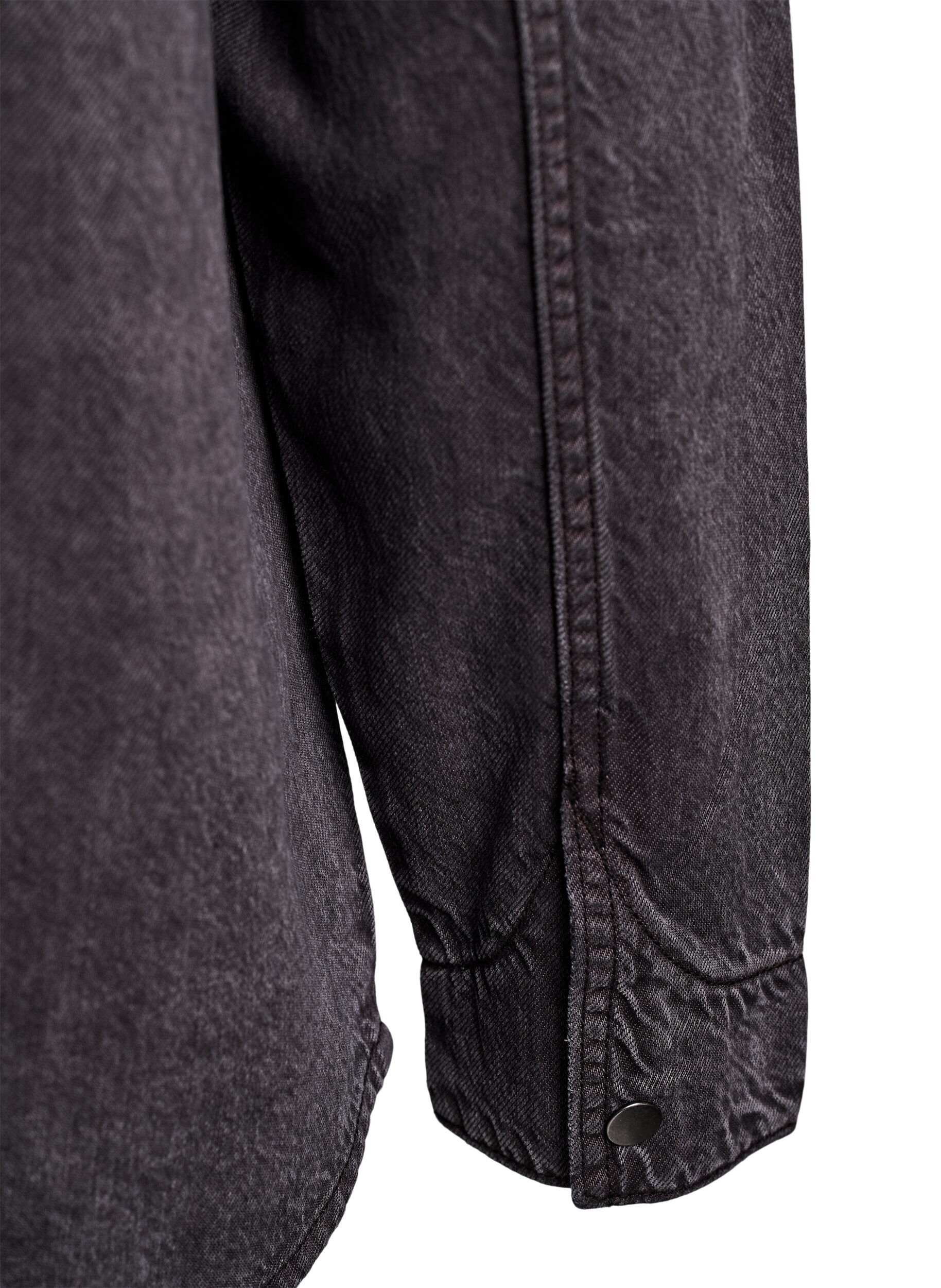 Zizzi Jeansskjorta med br&ouml;stfickor, Gr&aring;, Packshot image number 3