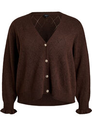 Cardigan med harlekinm&ouml;nster och v-ringning, Brun