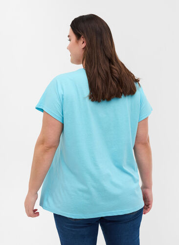 T-shirt i bomullsmix, Blue Topaz, Model image number 1