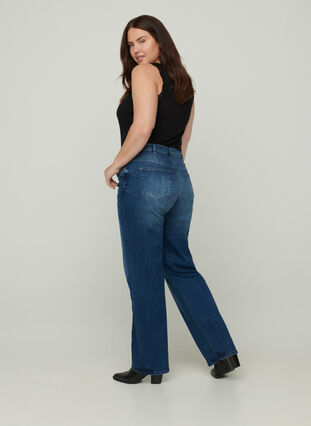 Regular Gemma jeans med hög midja, Blue denim, Model image number 0