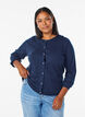 Cardigan med runda knappar, Bl&aring;, Model image number 0