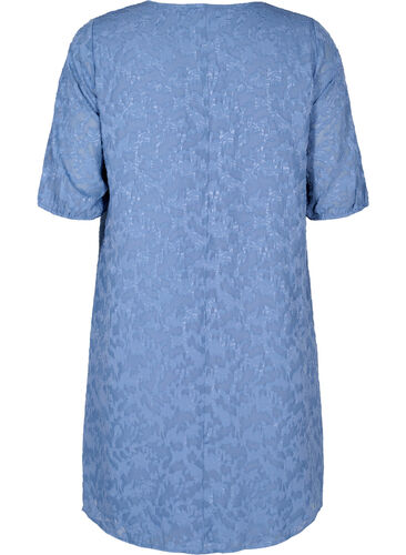 Kortärmad klänning med struktur, Coronet Blue, Packshot image number 1