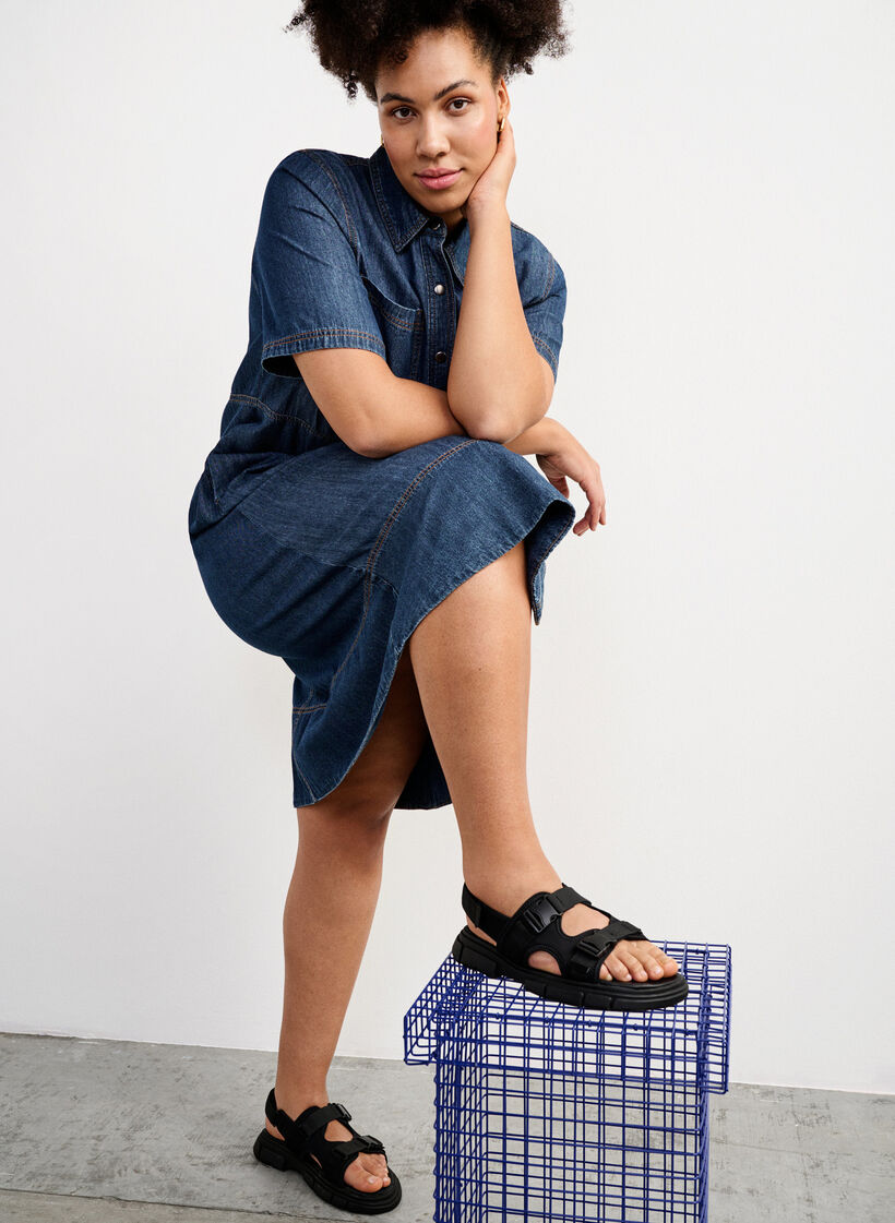 Sandal med bred passform, Svart, Image image number 0