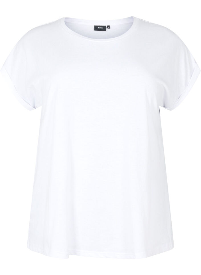 Kort&auml;rmad t-shirt i bomullsmix, Vit, Packshot image number 0