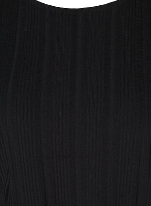 Ribbad topp med korta ärmar, Black, Packshot image number 2
