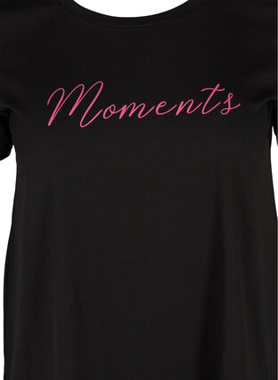 A-linjeformad t-shirt i bomull med tryck, Black, Packshot image number 2