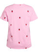 T-shirt i ekologisk bomull med broderade motiv, Rosa, Packshot image number 1
