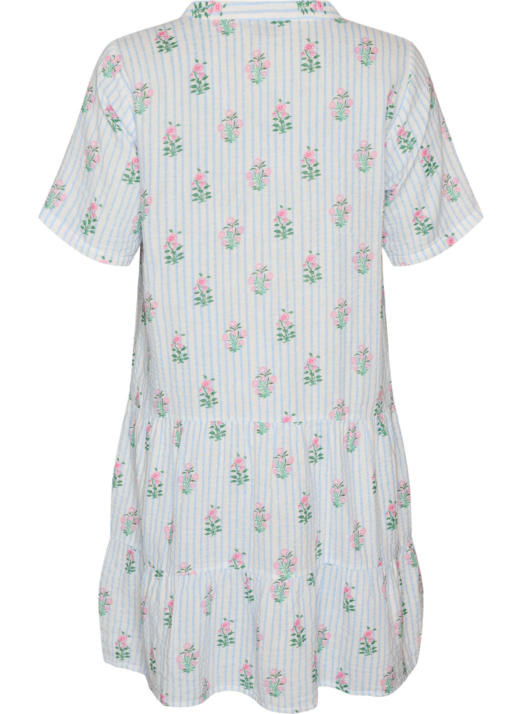 ZizziKort a-linjeformad kl&auml;nning i bomullsmuslin, Vanilla, Packshot image number 1