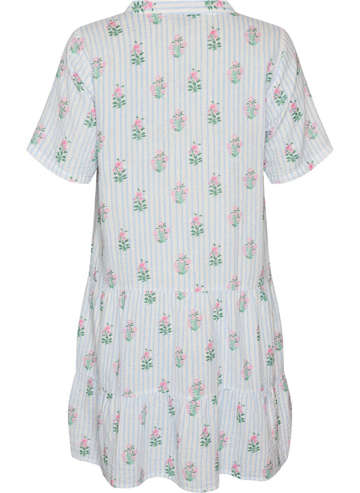 Kort a-linjeformad kl&auml;nning i bomullsmuslin, Vanilla, Packshot image number 1