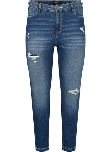 Slitna Amy jeans med super slim fit, Blue denim, Packshot image number 0