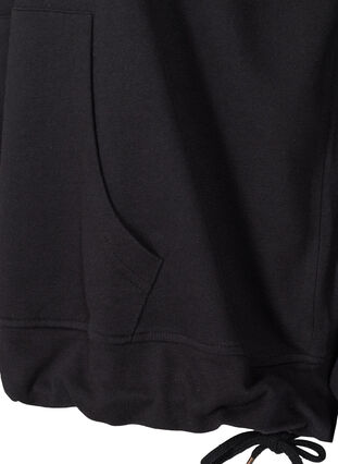 Sweatshirt i bomull med huva och ficka, Black, Packshot image number 3