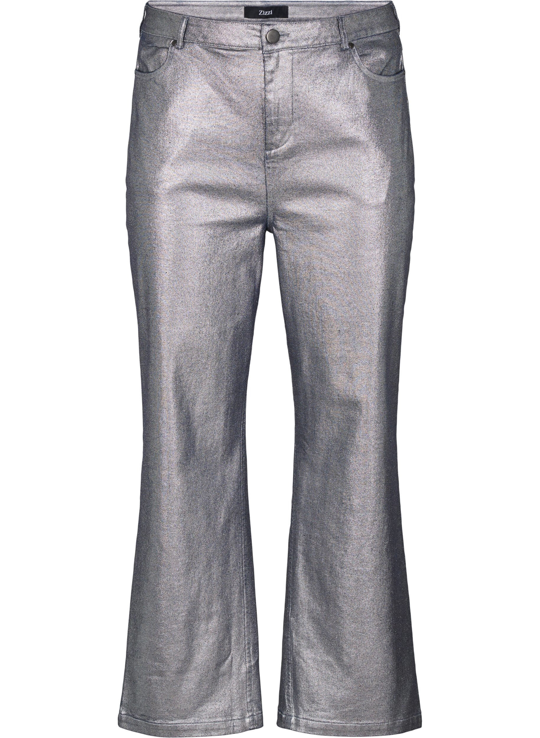 Zizzi Silverf&auml;rgade jeans med h&ouml;g midja, Gun Silver , Packshot image number 0