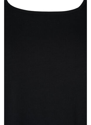 Enfärgad bomullstopp med 3/4 ärmar, Black, Packshot image number 2