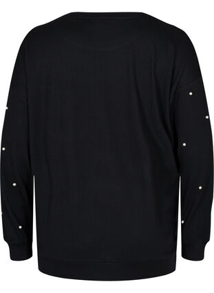 Stickad tröja med pärlor, Black w. White Beads, Packshot image number 1