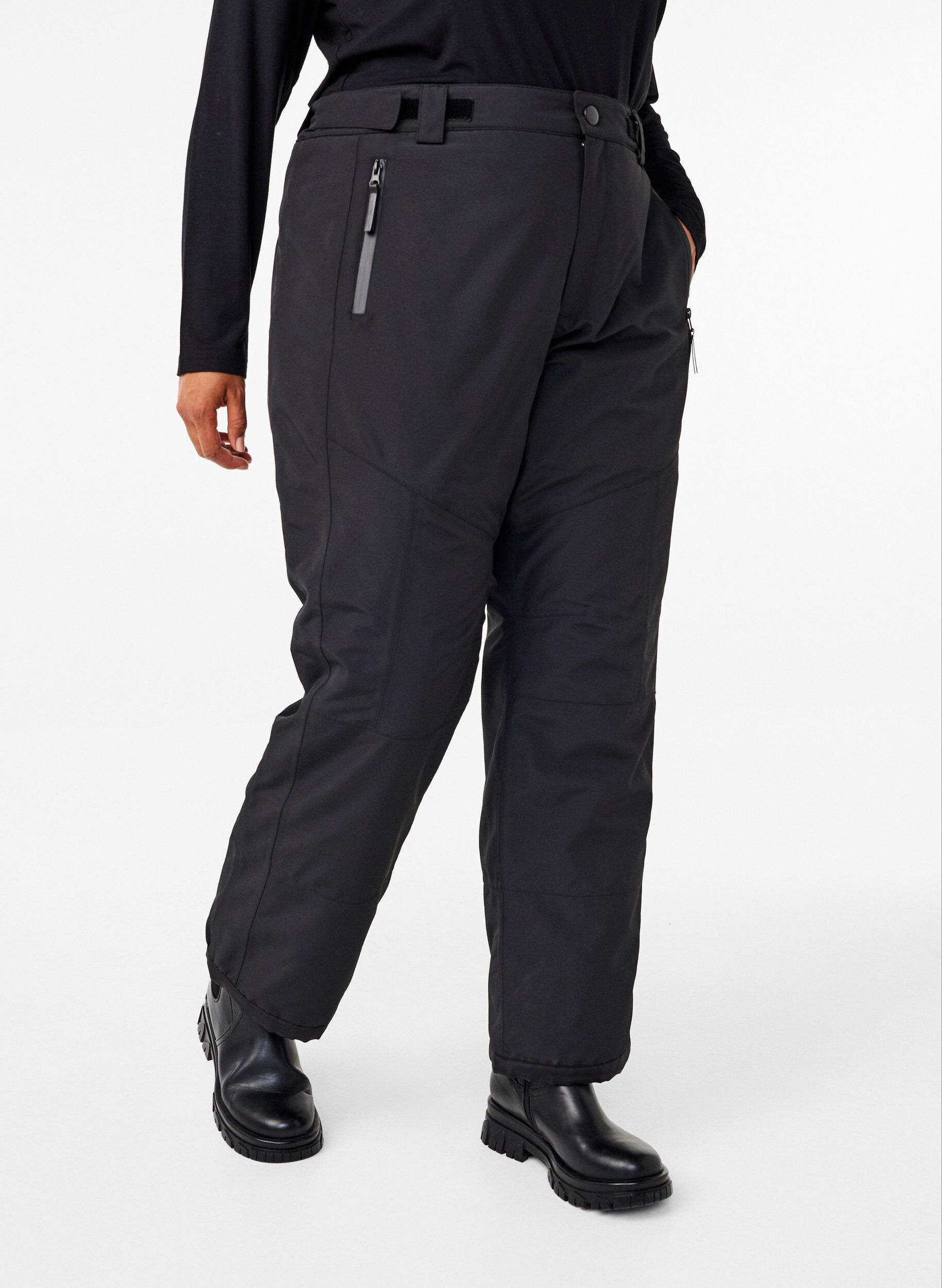 ZizziSkidbyxor med fickor och justerbar midja, Svart, Model image number 2