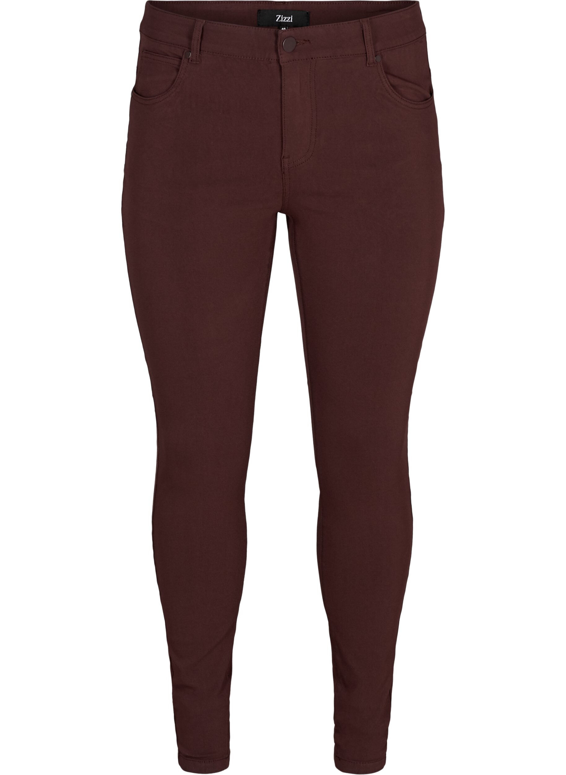 Zizzi Slim fit byxor med fickor, M&ouml;rk Bordeaux, Packshot image number 0