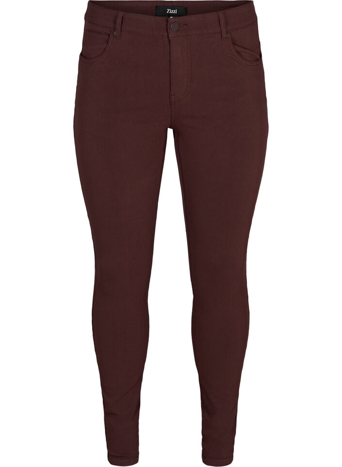 Slim fit byxor med fickor, M&ouml;rk Bordeaux, Packshot image number 0